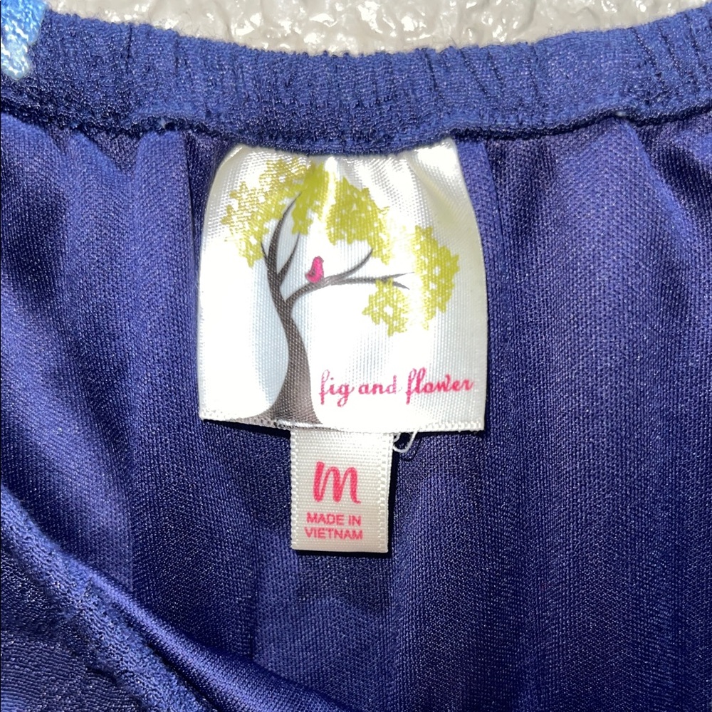 Fig and Flower Navy Dress with Floral Embroidery - Picture 2 of 5